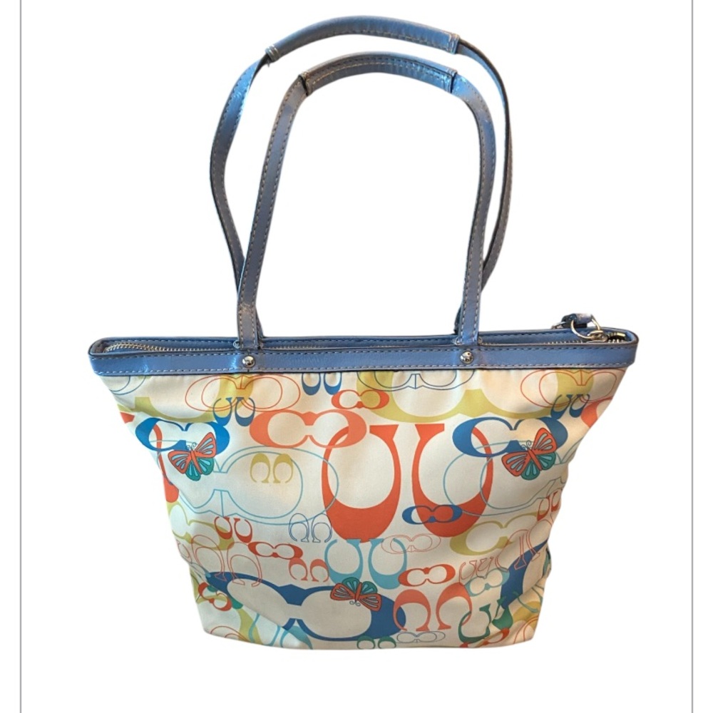 Y2K Coach Optic Signature Butterfly Zip Tote,cardholder, wristlet and med pouch - Picture 3 of 15